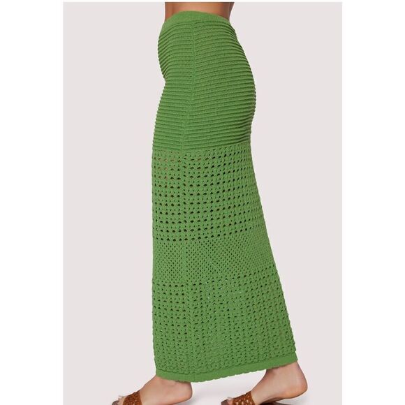 LOST & WONDER Olivia Top & Maxi Skirt Set GREEN Boho Crochet Knit size S NWT - Picture 4 of 7